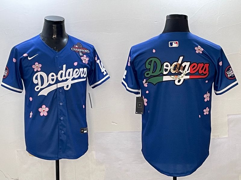 Men Los Angeles Dodgers Blank Blue Sakura Edition 2025 Nike MLB Jersey style 9